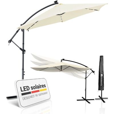 Juskys Parasol déporté Brésil 300 cm Gris/Crème LED solaire Manivelle UV Déperlant Pliable Jardin Terrasse Gris - Publicité Juskys Parasol déporté Brésil 300 cm Gris/Crème LED solaire Manivelle UV Déperlant Pliable Jardin Terrasse Gris - Publicité