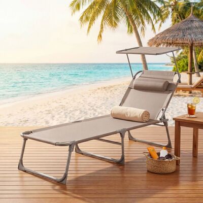 SONGMICS Transat - Pliable, avec parasol, jardin - Publicité SONGMICS Transat - Pliable, avec parasol, jardin - Publicité