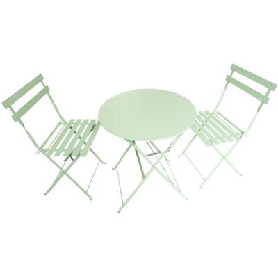 TERRE JARDIN Ensemble de bistrot pliable Laly - Table ronde et 2 chaises pour jardin ou terrasse Vert - Publicité TERRE JARDIN Ensemble de bistrot pliable Laly - Table ronde et 2 chaises pour jardin ou terrasse Vert - Publicité