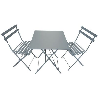 Ensemble de jardin pliable Madalena - Table de bistrot carrée et 2 chaises pour balcon ou terrasse - TERRE JARDIN - Gris Gris - Publicité Ensemble de jardin pliable Madalena - Table de bistrot carrée et 2 chaises pour balcon ou terrasse - TERRE JARDIN - Gris Gris - Publicité