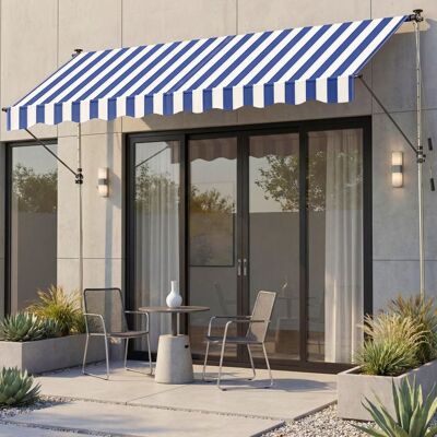 SONGMICS Store Rétractable Manuel Store Réglable avec Manivelle Terrasse Balcon Jardin 300 x 120 cm Bleu et Blanc Bleu - Publicité SONGMICS Store Rétractable Manuel Store Réglable avec Manivelle Terrasse Balcon Jardin 300 x 120 cm Bleu et Blanc Bleu - Publicité