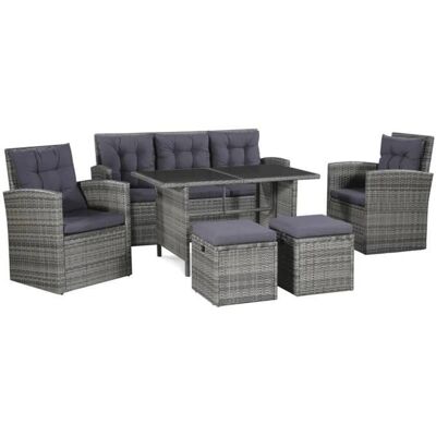 Salon de jardin - VIDAXL - Résine tressée - Gris - 6 personnes Gris - Publicité Salon de jardin - VIDAXL - Résine tressée - Gris - 6 personnes Gris - Publicité