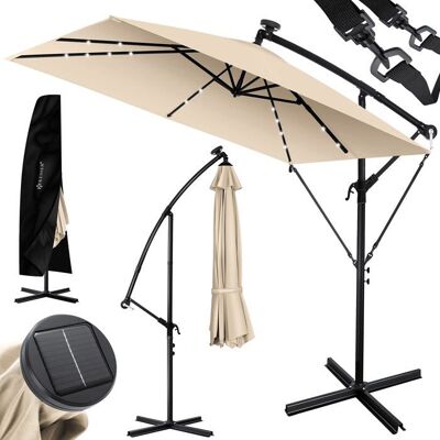 Parasol déporté LED solaire - KESSER - Ø350 cm - LED intégrées - Énergie solaire - Manivelle pratique - Protection UV Beige - Publicité Parasol déporté LED solaire - KESSER - Ø350 cm - LED intégrées - Énergie solaire - Manivelle pratique - Protection UV Beige - Publicité