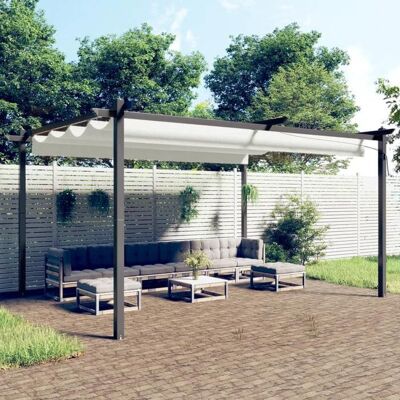 vidaXL Pergola avec Toit Rétractable 4x3 m Crème - Pergola - Publicité vidaXL Pergola avec Toit Rétractable 4x3 m Crème - Pergola - Publicité