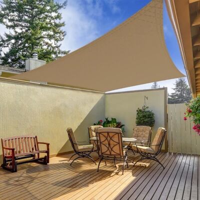 Voile dombrage - KARAT - 3 x 5 m - Crème - Protection UV 90% - Résistante aux intempéries Beige - Publicité Voile dombrage - KARAT - 3 x 5 m - Crème - Protection UV 90% - Résistante aux intempéries Beige - Publicité