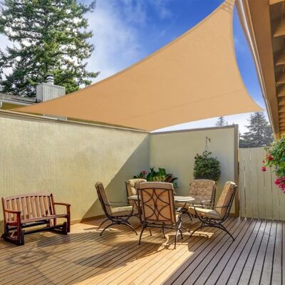 KARAT Voile dombrage hydrofuge 5 x 5 x 7 m sable – triangulaire Beige - Publicité KARAT Voile dombrage hydrofuge 5 x 5 x 7 m sable – triangulaire Beige - Publicité