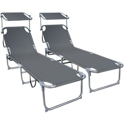 VOUNOT® Transat pare soleil Lot de 2 pcs Gris Gris - Publicité VOUNOT® Transat pare soleil Lot de 2 pcs Gris Gris - Publicité