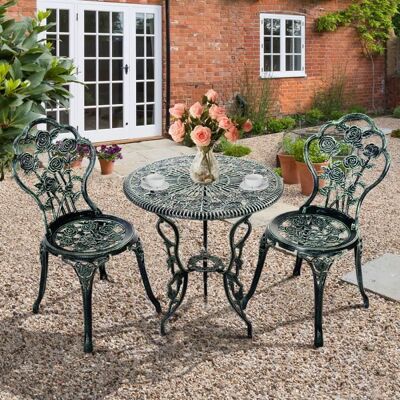 GIANTEX Ensemble Table et 2 Chaises de Jardin en Fonte+Aluminium Meuble de Jardin Extérieur Table avec Trou de Parasol Style Vert - Publicité GIANTEX Ensemble Table et 2 Chaises de Jardin en Fonte+Aluminium Meuble de Jardin Extérieur Table avec Trou de Parasol Style Vert - Publicité