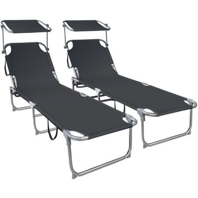VOUNOT® Transat pare soleil Lot de 2 pcs Noir Noir - Publicité VOUNOT® Transat pare soleil Lot de 2 pcs Noir Noir - Publicité