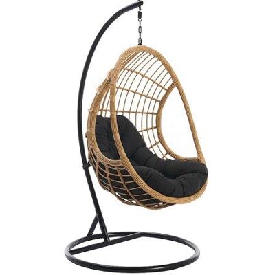 VENTE-UNIQUE Fauteuil suspendu en résine tressée - Naturel clair avec coussin noir - ZALO de MYLIA Beige - Publicité VENTE-UNIQUE Fauteuil suspendu en résine tressée - Naturel clair avec coussin noir - ZALO de MYLIA Beige - Publicité