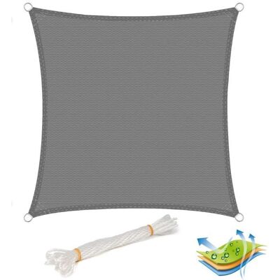 Voile dombrage carré en HDPE - WOLTU - 3.6x3.6m - Gris - Protection UV Gris - Publicité Voile dombrage carré en HDPE - WOLTU - 3.6x3.6m - Gris - Protection UV Gris - Publicité