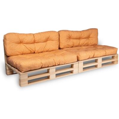 Ensemble de 2 coussins pour palettes - Couleurs orange - Publicité Ensemble de 2 coussins pour palettes - Couleurs orange - Publicité