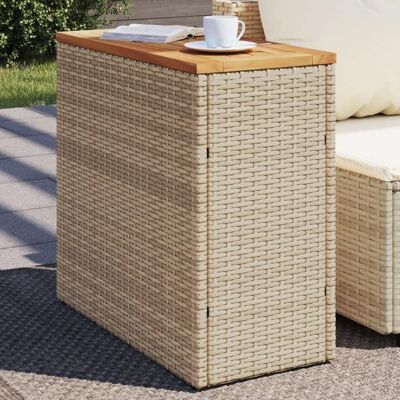 vidaXL Table dappoint de jardin dessus en bois beige 58x275x55 cm 366072 Beige - Publicité vidaXL Table dappoint de jardin dessus en bois beige 58x275x55 cm 366072 Beige - Publicité
