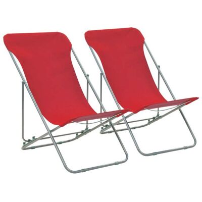 Chaise de plage - vidaXL - Pliable - Acier - Tissu oxford - 2 pcs Rouge - Publicité Chaise de plage - vidaXL - Pliable - Acier - Tissu oxford - 2 pcs Rouge - Publicité
