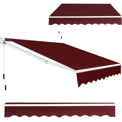 GIANTEX Store Banne Rétractable avec Manivelle Auvent Manuel avec Revêtement PA et Cadre en Aluminium Bordeaux Rouge - Publicité GIANTEX Store Banne Rétractable avec Manivelle Auvent Manuel avec Revêtement PA et Cadre en Aluminium Bordeaux Rouge - Publicité