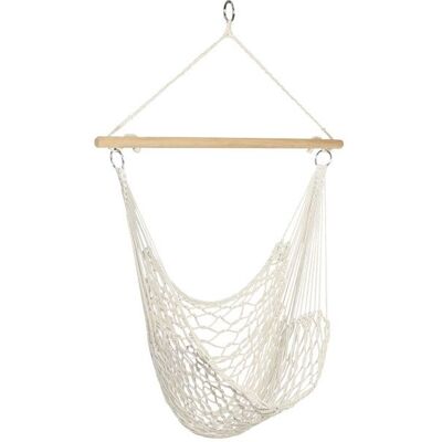TERRE JARDIN Chaise suspendue corde tressée style hawaïen 120 × 90 cm - Fauteuil hamac blanc - Anneau métal inclus - Capacité 150 kg Blanc - Publicité TERRE JARDIN Chaise suspendue corde tressée style hawaïen 120 × 90 cm - Fauteuil hamac blanc - Anneau métal inclus - Capacité 150 kg Blanc - Publicité