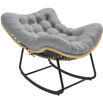 Fauteuil à bascule - Outsunny - pour intérieur et extérieur - avec coussin moelleux - résine tressée - 110 x 87 x 70 cm - gris Gris - Publicité Fauteuil à bascule - Outsunny - pour intérieur et extérieur - avec coussin moelleux - résine tressée - 110 x 87 x 70 cm - gris Gris - Publicité