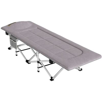 Lit de camping Outsunny pliable avec matelas transat chaise longue sac de rangement intégrée dim. 185L x 65l x 37H cm gris Gris - Publicité Lit de camping Outsunny pliable avec matelas transat chaise longue sac de rangement intégrée dim. 185L x 65l x 37H cm gris Gris - Publicité