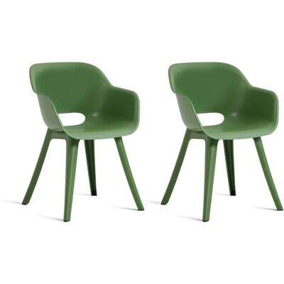 Chaises de jardin - KETER - AKOLA - Lot de 2 en résine - Gris olive - Dossier ergonomique Vert - Publicité Chaises de jardin - KETER - AKOLA - Lot de 2 en résine - Gris olive - Dossier ergonomique Vert - Publicité