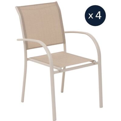 HESPERIDE Lot de 4 fauteuils de jardin en texaline Piazza Lin/Argile - Hespéride Beige - Publicité HESPERIDE Lot de 4 fauteuils de jardin en texaline Piazza Lin/Argile - Hespéride Beige - Publicité