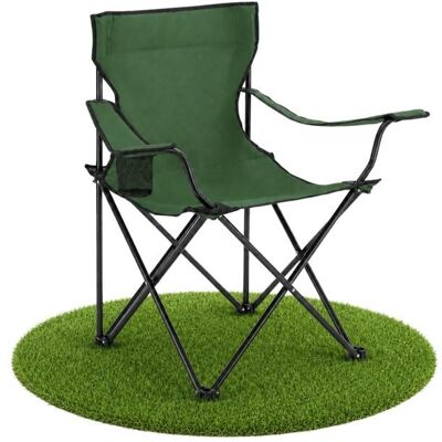 Fauteuil de camping pliant TERRE JARDIN vert et noir - dossier haut porte-gobelet 110 kg Vert - Publicité Fauteuil de camping pliant TERRE JARDIN vert et noir - dossier haut porte-gobelet 110 kg Vert - Publicité