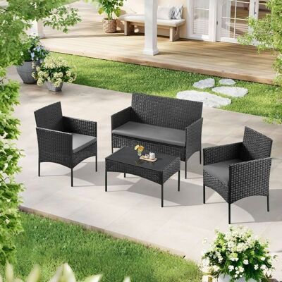 Woltu - OutdoorLoungeSet - Gris - 4-Pièces - Ensemble de salon extérieur - Publicité Woltu - OutdoorLoungeSet - Gris - 4-Pièces - Ensemble de salon extérieur - Publicité