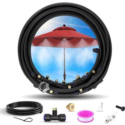 Brumisateur Exterieur 22M Système de Brumisation19 Buses en Laiton pour Patio parasols jardin trampoline Refroidissement - Publicité Brumisateur Exterieur 22M Système de Brumisation19 Buses en Laiton pour Patio parasols jardin trampoline Refroidissement - Publicité