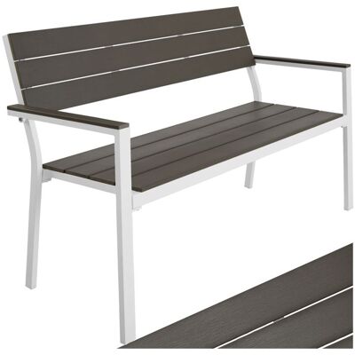 Banc dextérieur - TECTAKE - Banc de jardin LINE 2 places en aluminium à laspect bois 128 x 59 x 88 cm - Gris clair/Blanc Gris - Publicité Banc dextérieur - TECTAKE - Banc de jardin LINE 2 places en aluminium à laspect bois 128 x 59 x 88 cm - Gris clair/Blanc Gris - Publicité