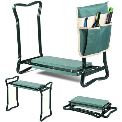 VOUNOT® Tabouret agenouilloir de jardin 2 en 1 pliable - Banc de jardinage avec pochette de rangement et coussin EVA vert - Publicité VOUNOT® Tabouret agenouilloir de jardin 2 en 1 pliable - Banc de jardinage avec pochette de rangement et coussin EVA vert - Publicité