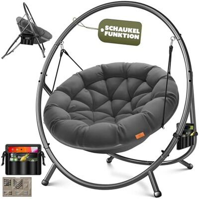 Fauteuil suspendu - KESSER - Bali - Capacité 150 kg - Intérieur et extérieur - Coussin épais Noir - Publicité Fauteuil suspendu - KESSER - Bali - Capacité 150 kg - Intérieur et extérieur - Coussin épais Noir - Publicité