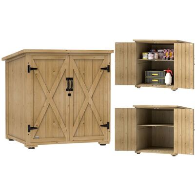 Outsunny - Armoire de rangement pour le jardin - Bois de sapin - 77.5x88x90cm - Bois naturel Beige - Publicité Outsunny - Armoire de rangement pour le jardin - Bois de sapin - 77.5x88x90cm - Bois naturel Beige - Publicité