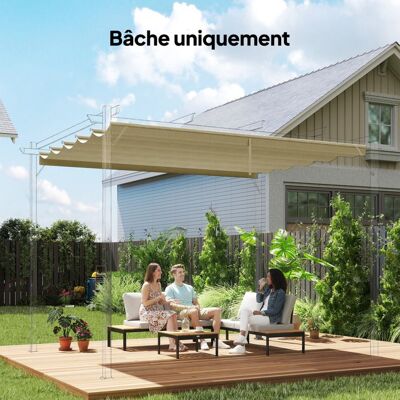 Generic Toile de toit pour pergola tonnelle rétractable de 4 x 3 m - beige Beige - Publicité Generic Toile de toit pour pergola tonnelle rétractable de 4 x 3 m - beige Beige - Publicité