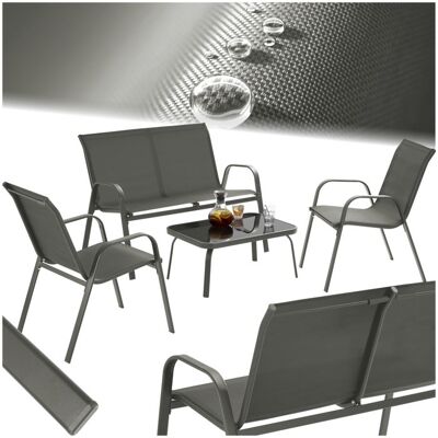Salon de jardin - TECTAKE - Ensemble détente dextérieur NORA pour 4 personnes avec tissu déperlant et table - Gris Anthracite Gris - Publicité Salon de jardin - TECTAKE - Ensemble détente dextérieur NORA pour 4 personnes avec tissu déperlant et table - Gris Anthracite Gris - Publicité