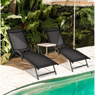 GIANTEX Lot de 2 Transat Chaise Longue Bain de SoleilDossier Réglable à 5 Positions Textile+Cadre en Ferpour Jardin/PiscineGris Gris - Publicité GIANTEX Lot de 2 Transat Chaise Longue Bain de SoleilDossier Réglable à 5 Positions Textile+Cadre en Ferpour Jardin/PiscineGris Gris - Publicité