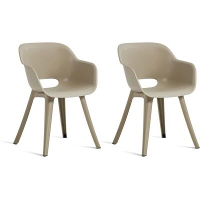 Chaises de jardin - KETER - AKOLA - Lot de 2 en résine - Vert beige - Dossier ergonomique Beige - Publicité Chaises de jardin - KETER - AKOLA - Lot de 2 en résine - Vert beige - Dossier ergonomique Beige - Publicité