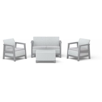 Salon bas de jardin - Résine - 4 places- Keter - Scandi Linea - Table coffre - Imitation canage gris clair et structure gris perle Marron - Publicité Salon bas de jardin - Résine - 4 places- Keter - Scandi Linea - Table coffre - Imitation canage gris clair et structure gris perle Marron - Publicité