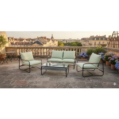 Salon bas de jardin - Aluminium - Proloisirs - 4 personnes - Graphite - Coussins inclus - XERES SET - Publicité Salon bas de jardin - Aluminium - Proloisirs - 4 personnes - Graphite - Coussins inclus - XERES SET - Publicité