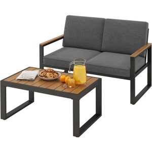 GIANTEX Salon de Jardin 2 Pièces avec Canapé 2 Places et Table dAppoint en BoisCadre en Aluminiumavec Coussins en TissuGris Gris - Publicité GIANTEX Salon de Jardin 2 Pièces avec Canapé 2 Places et Table dAppoint en BoisCadre en Aluminiumavec Coussins en TissuGris Gris - Publicité