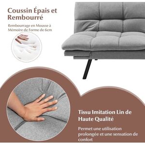GIANTEX Canapé Lit en Mousse à Mémoire Charge 273KG-Canapé-lit Futon-Dossier et Accoudoirs Réglables-6 Pieds en MétalGris - Publicité GIANTEX Canapé Lit en Mousse à Mémoire Charge 273KG-Canapé-lit Futon-Dossier et Accoudoirs Réglables-6 Pieds en MétalGris - Publicité