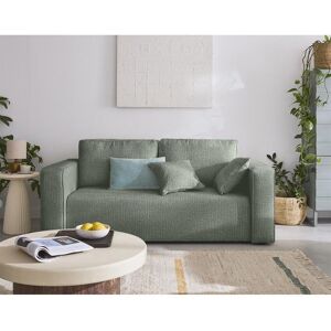 BEST MOBILIER Topaze - canapé droit 2 places - en tissu velours relief - Vert Vert - Publicité BEST MOBILIER Topaze - canapé droit 2 places - en tissu velours relief - Vert Vert - Publicité