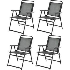 GIANTEX Lot 4 Chaises/Fauteuils de Jardin Pliantes- en Tissu Teslin- avec Accoudoirs- Cadre en Métal- pour Plage/Piscine/Camping Noir - Publicité GIANTEX Lot 4 Chaises/Fauteuils de Jardin Pliantes- en Tissu Teslin- avec Accoudoirs- Cadre en Métal- pour Plage/Piscine/Camping Noir - Publicité