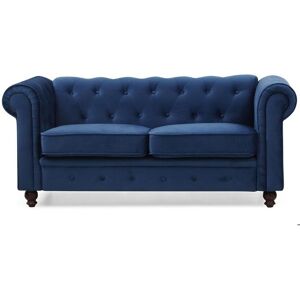 MENZZO Grand canapé 2 places Chesterfield Velours Bleu Bleu - Publicité MENZZO Grand canapé 2 places Chesterfield Velours Bleu Bleu - Publicité