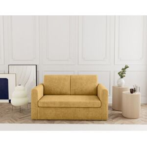 BEST MOBILIER Marilia - Canapé 2 places convertible déplimousse en velours texturé - Jaune Jaune - Publicité BEST MOBILIER Marilia - Canapé 2 places convertible déplimousse en velours texturé - Jaune Jaune - Publicité