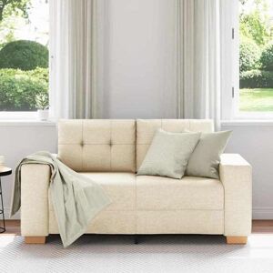 Canapé deux places en tissu - VIDAXL - 160x77x82 cm - Crème - Assise moelleuse - Cadre robuste - Accoudoirs larges Beige - Publicité Canapé deux places en tissu - VIDAXL - 160x77x82 cm - Crème - Assise moelleuse - Cadre robuste - Accoudoirs larges Beige - Publicité