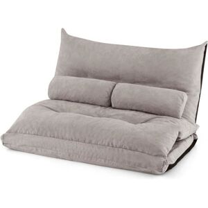 GOPLUS Fauteuil de Sol Convertible 2 Places 180 x110 cm Pliable avec Dossier Réglable sur 42 Positions 2 Coussins Lombaires Gris - Publicité GOPLUS Fauteuil de Sol Convertible 2 Places 180 x110 cm Pliable avec Dossier Réglable sur 42 Positions 2 Coussins Lombaires Gris - Publicité