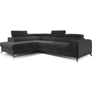 Canapé dangle convertible - LARRY VELOURS - en tissu Luxe gris foncé 5 places angle gauche (vu de face) Gris - Publicité Canapé dangle convertible - LARRY VELOURS - en tissu Luxe gris foncé 5 places angle gauche (vu de face) Gris - Publicité