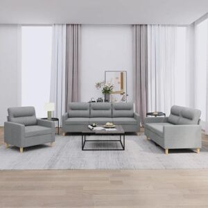 Ensemble de canapés avec coussins - vidaXL - Gris clair - Tissu polyester - Fauteuil 78x77x80 cm Gris - Publicité Ensemble de canapés avec coussins - vidaXL - Gris clair - Tissu polyester - Fauteuil 78x77x80 cm Gris - Publicité