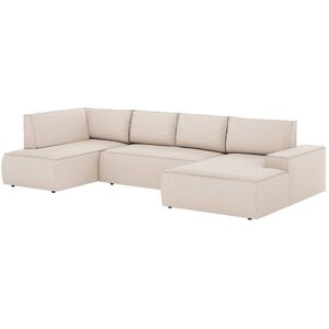 VENTE-UNIQUE Grand canapé dangle droit panoramique convertible en tissu texturé beige AMELIA Beige - Publicité VENTE-UNIQUE Grand canapé dangle droit panoramique convertible en tissu texturé beige AMELIA Beige - Publicité