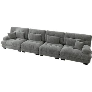 ZIPSOFA Canapé Modulaire Dangle 4 Places Confortable Chenille Gris 406x77x81 cm Gris - Publicité ZIPSOFA Canapé Modulaire Dangle 4 Places Confortable Chenille Gris 406x77x81 cm Gris - Publicité