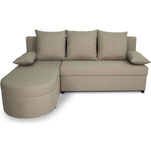 Canapé d'angle réversible JEN - 3 places - Tissu polyester - Structure en bois - Pieds en plastique noir - 196x88x159 cm - Publicité Canapé d'angle réversible JEN - 3 places - Tissu polyester - Structure en bois - Pieds en plastique noir - 196x88x159 cm - Publicité